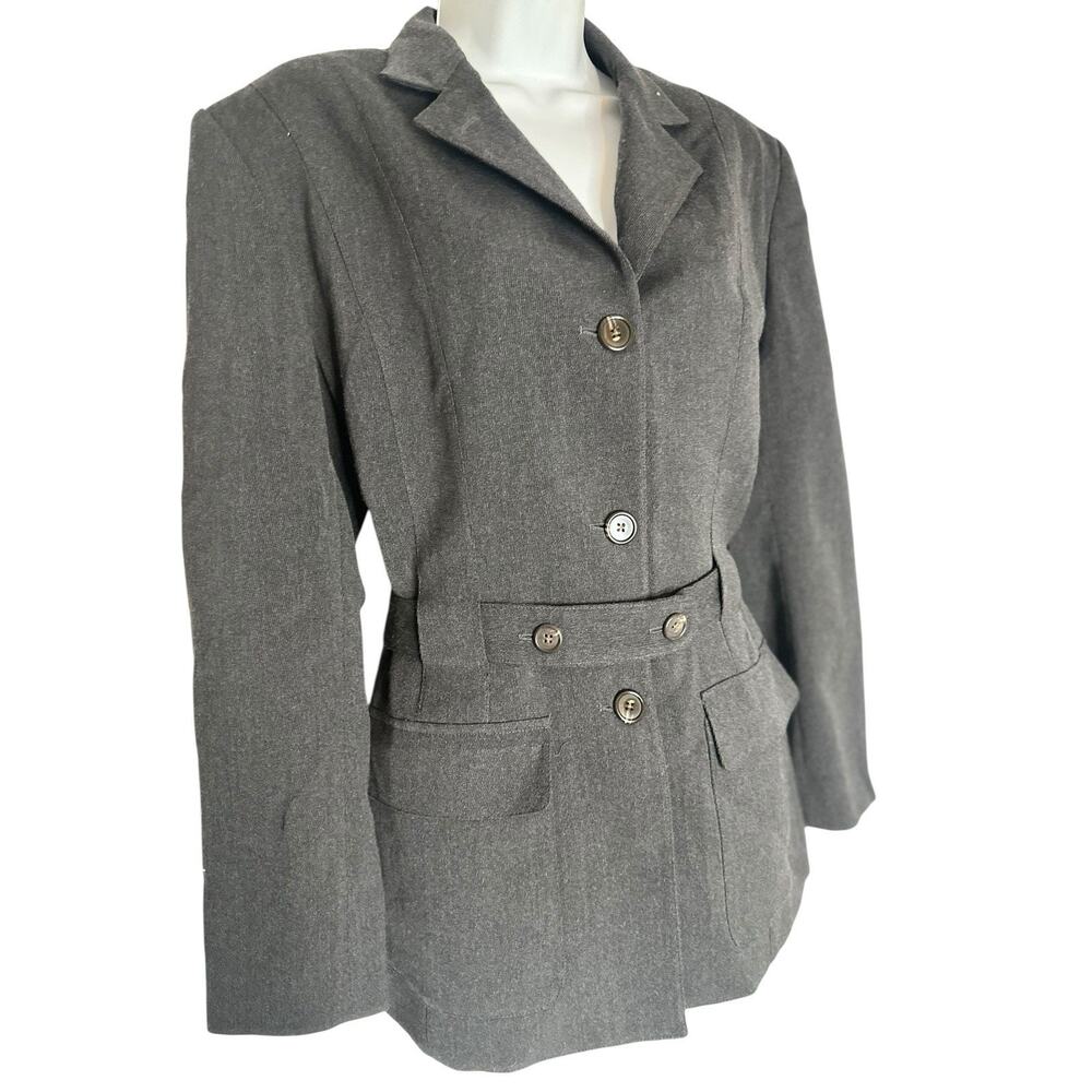 VTG Ralph Lauren Wool Belted Structured Military Equestrian Gray Jacket Wmn 12
